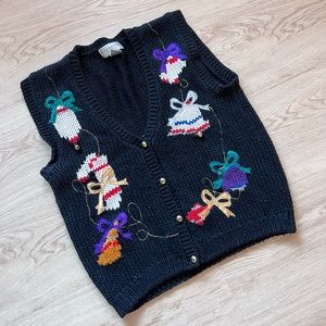 VTG Y2K Ugly Christmas Holiday Sweater Vest with Bells